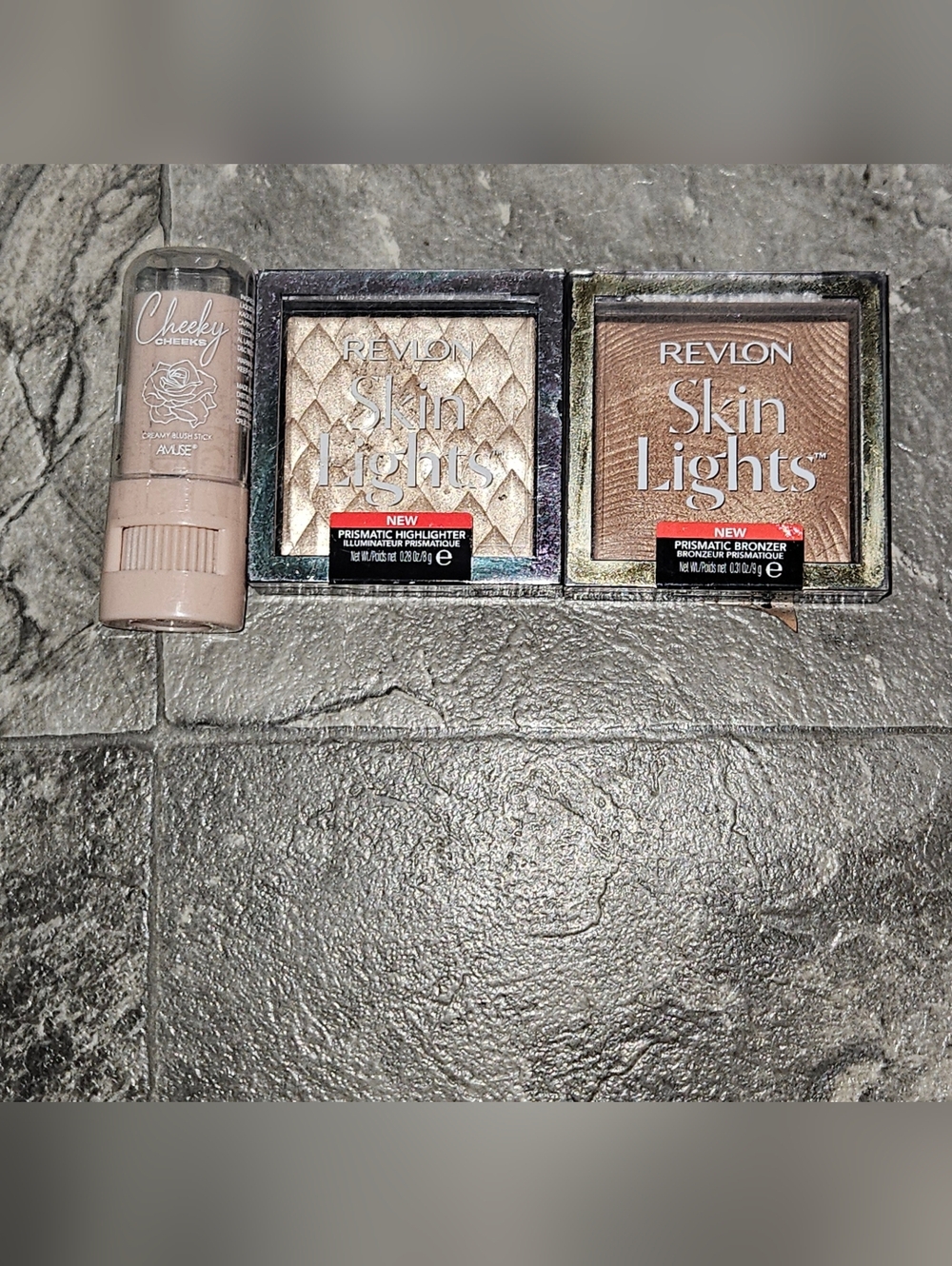 Revlon Skin Lights Highlighter & Bronzer + Amuse Cheeky Cheeks Blush Stick BNIB